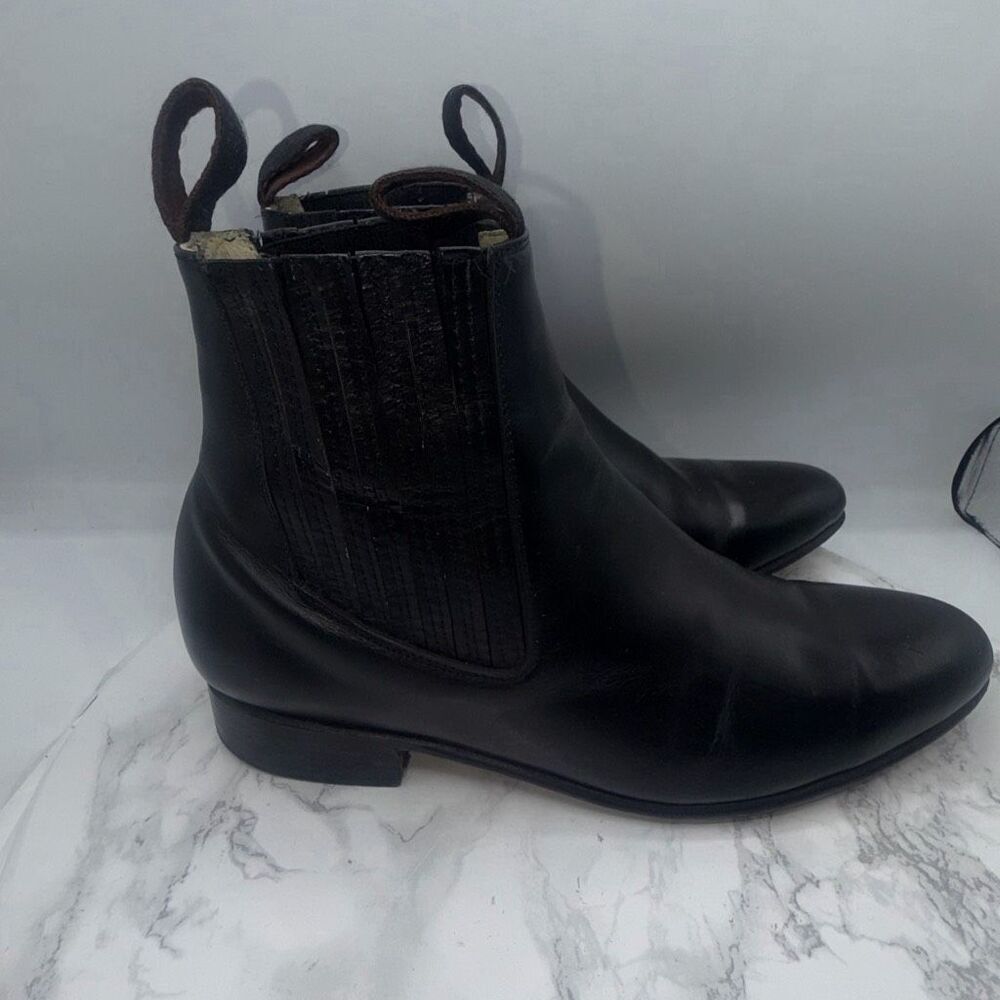 CAMARENA Black Leather Mexican Charro Boot-7.5 - Picture 1 of 8